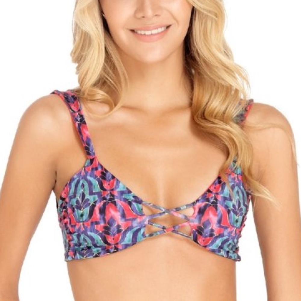 NWOT SAHA Reversible Bra Bikini Tropical Print